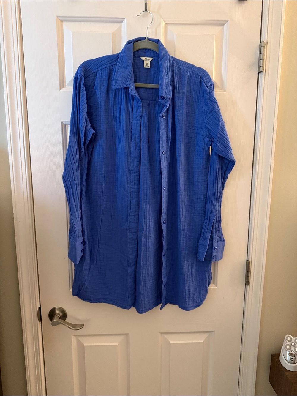 L.L. Bean Royal Blue Women's Swim Coverup Button-Front Muslin Tunic